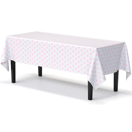Pink Polka Dot Table Cover  54 in. X 108 in.  1 ct.