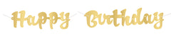 Gold Script Happy Birthday Banner