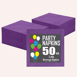 Purple Beverage Napkins 50 Ct.