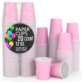 12 oz. Pink Paper Cups 20 ct.