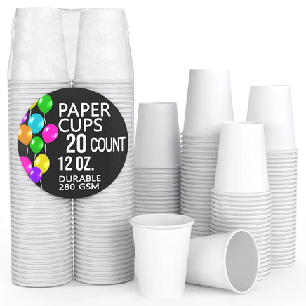 12 oz. White Paper Cups 20 Ct.