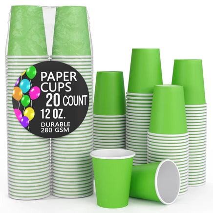 12 oz. Lime Green Paper Cups 20 Ct.