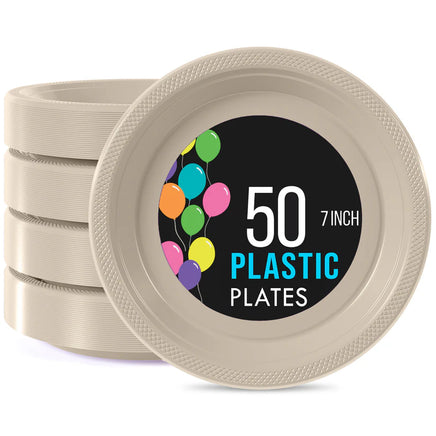 7 in. Ivory Plastic Plates 50 Ct.