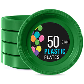 9 In. Emerald Green Plastic Plates - 50 Ct.