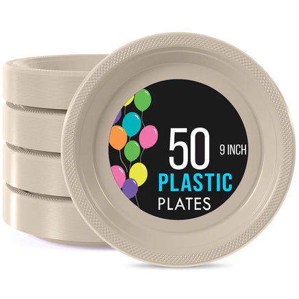 9 in. Ivory Plastic Plates 50 Ct.