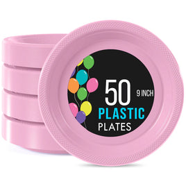 9 In. Pink Plastic Plates - 50 Ct.