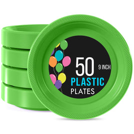 7 In. Lime Green Plastic Plates - 50 Ct.