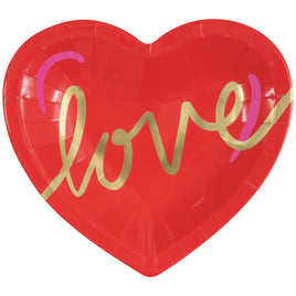 Red & Pink Valentines "LOVE" Heart Shaped 7.5" Plates 8 ct.