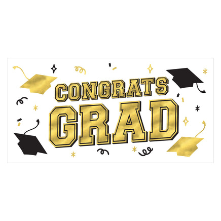 Grad Large Horizontal Banner, Black Silver Gold