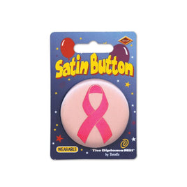 Satin Pink Ribbon Button