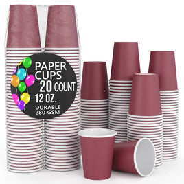 12 oz. Burgundy Paper Cups 20 Ct.