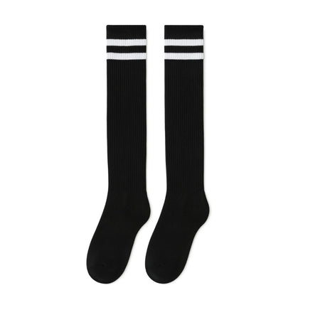 Black Knee High Striped Socks