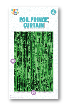 GREEN FOIL FRINGE CURTAIN 36" X 96"