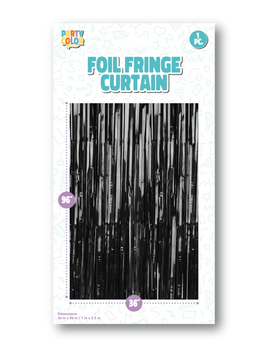 Black Matte Fringe Curtain 36" X 96"