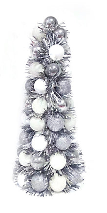 White and Silver Bead Glitter Ball Tree
