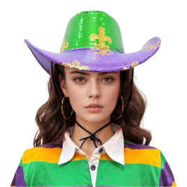 Mardi Gras Sequin Fleur De Lis Hat
