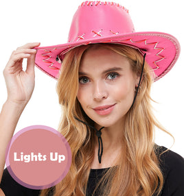 Pink Neon Light-Up Cowboy Hat