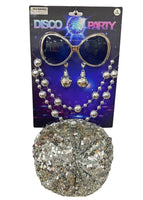 Disco Party Accessory Kit Silver Sequin