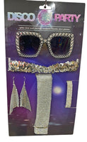 Disco Party Accessory Kit Silver Rhinestone