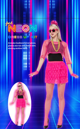 80s Neon Accessory Kit Neon Pink