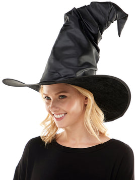Faux Leather Tall Witch Hat