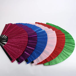 GLITTER LARGE CLACK LINE DANCE FAN (ASSORTED COLORS)
