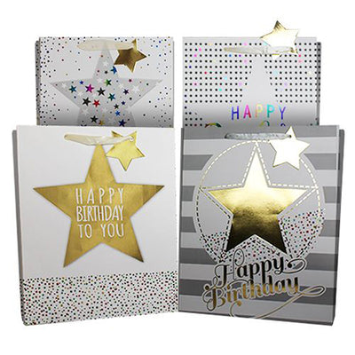 Large Birthday Matte Gift Bag with Foil (Assorted Styles)