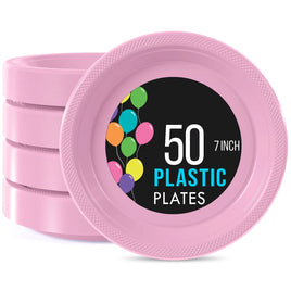 7 in. Pink Plastic Plates 50 Ct.