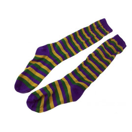 Mardi Gras Striped Crew Socks