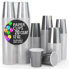 12 oz. Silver Paper Cups 20 Ct.