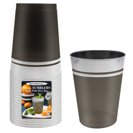 10 oz. Tumblers - Black w/ Silver Rim 20 Ct.