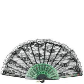 9" Black Lace Fan