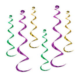 27" Purple Green and Gold Hanging Whirl Decorations