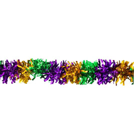 Purple, Green, and Gold Mardi Gras Garland - 9' x 3.5"