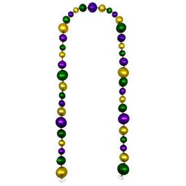 Mixed (50mm,40mm,30mm) Mardi Gras Matte Ball Garland 6'
