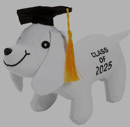 11" Graduation Class of 2025 Autograph White Stuffed Dog with Cap