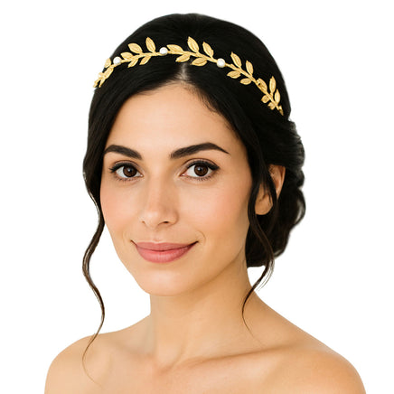 Gold Leaf Headband w/Pearls
