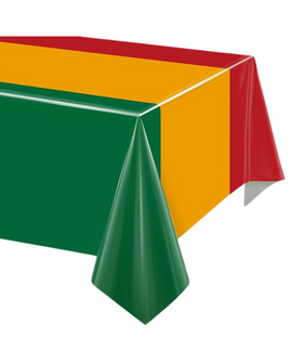 54" X 108" Red, Yellow, and Green Juneteenth Plastic Tablecover