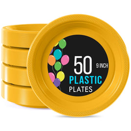9 in. Yellow Plastic Plates 50 Ct.