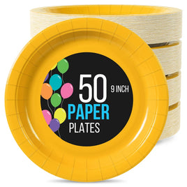 9 In. Yellow Paper Plates - 50 Ct.