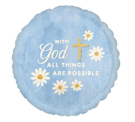 18"  With God All Things Foil Balloon