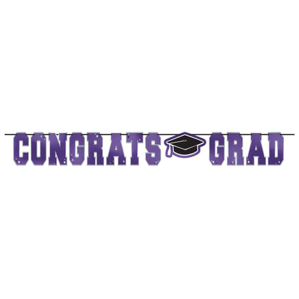 School Spirit Large Foil Letter Banner - Purple