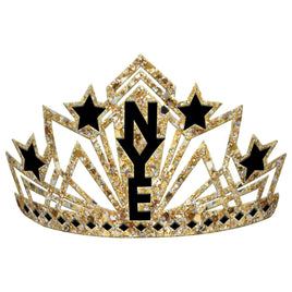 New Years Glitter Fabric Crown - Black, Silver, Gold  1 ct.