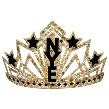 New Years Glitter Fabric Crown - Black, Silver, Gold  1 ct.