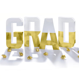 Grad Foil Letters - White & Gold