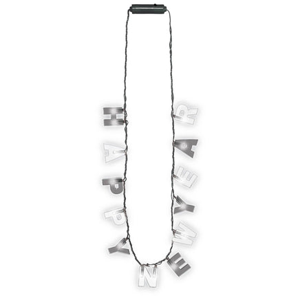 Happy New Year Light Up Necklace - Black, Silver, Gold  1 ct.