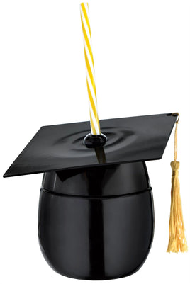 Grad Cap Novelty Cup w/ Straw
