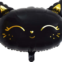 15" Black Kitty Cat Shaped Foil Balloons