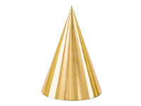 Gold Metallic Party Hats 6 ct.