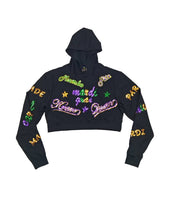 Adult Mardi Gras Explosion Crop Hoodie